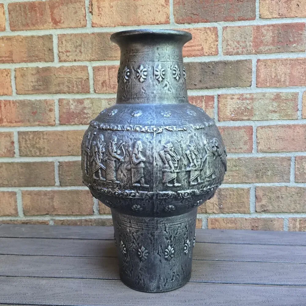Large Floor Vase Handle W. Germany 434-45 Ceramic Vintage Gray Frieze Royal Hunt